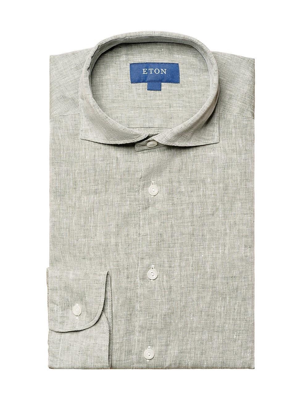 Mens Slim-Fit Striped Linen Shirt Product Image