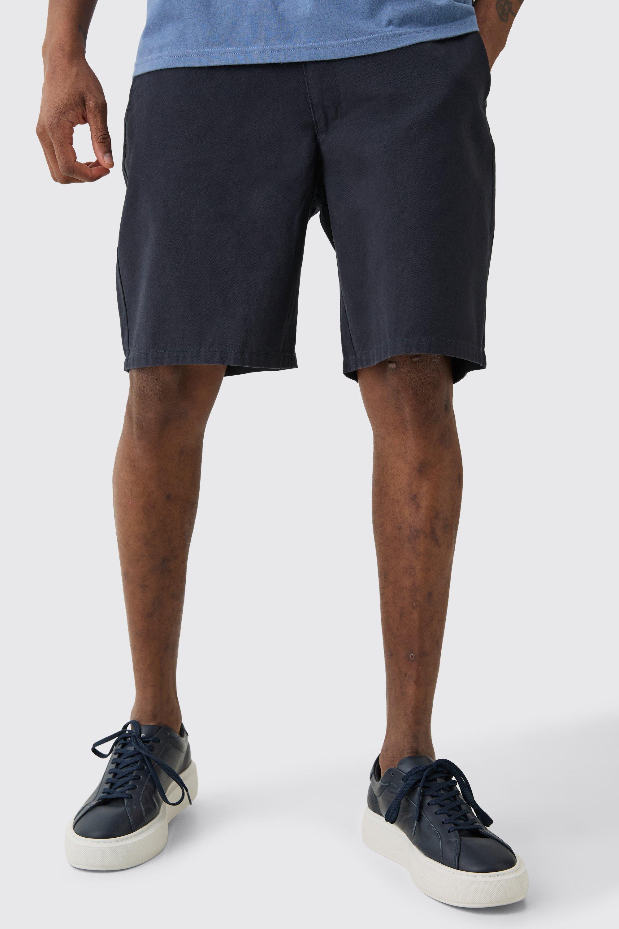 Tall Fixed Waist Navy Relaxed Fit Short Shorts | boohooMAN USA Product Image