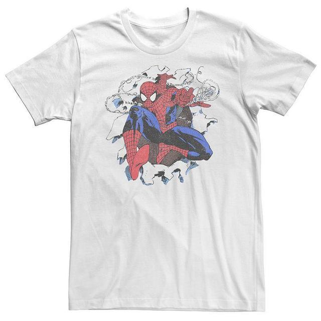 Big & Tall Marvel Spider-Man Retro Breakthrough Portrait Tee, Mens, Size: Large Tall, White Product Image