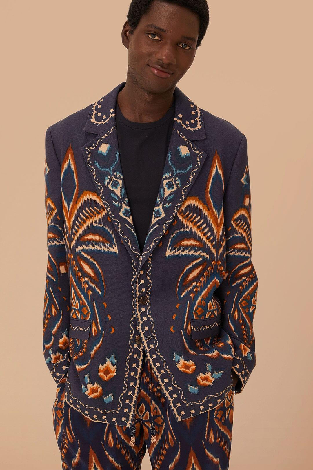 Blue Pineapple Ikat Blazer Product Image