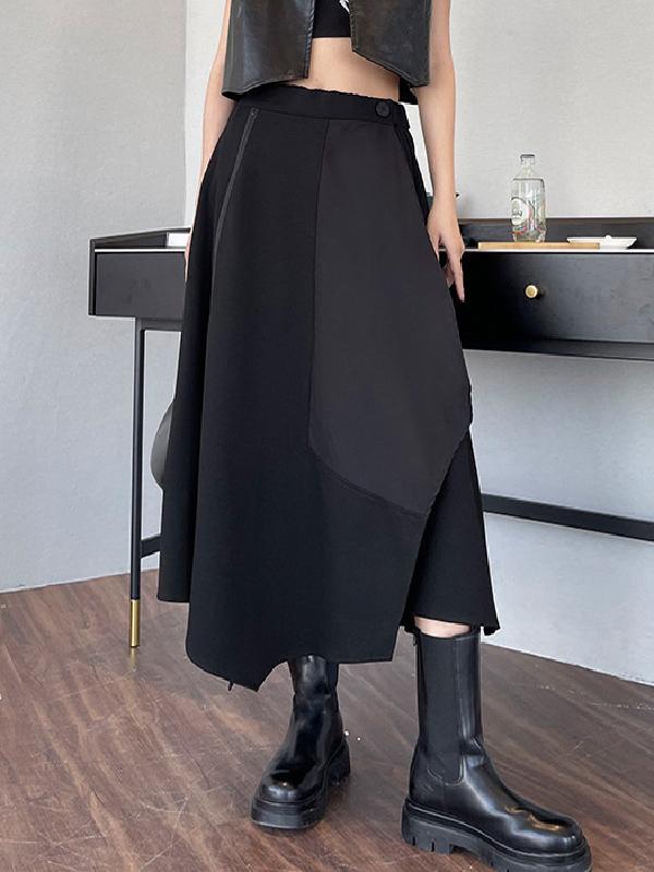 High Waisted Irregularity Solid Color Long Skirts Skirts Bottoms product image