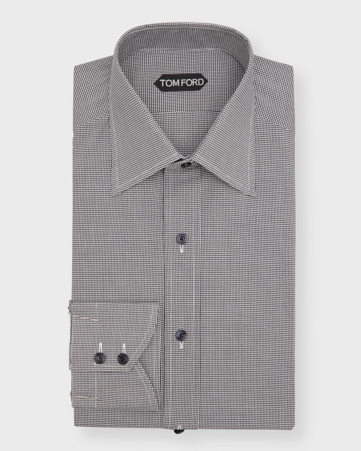 Mens Cotton Micro-Gingham Check Sport Shirt Product Image