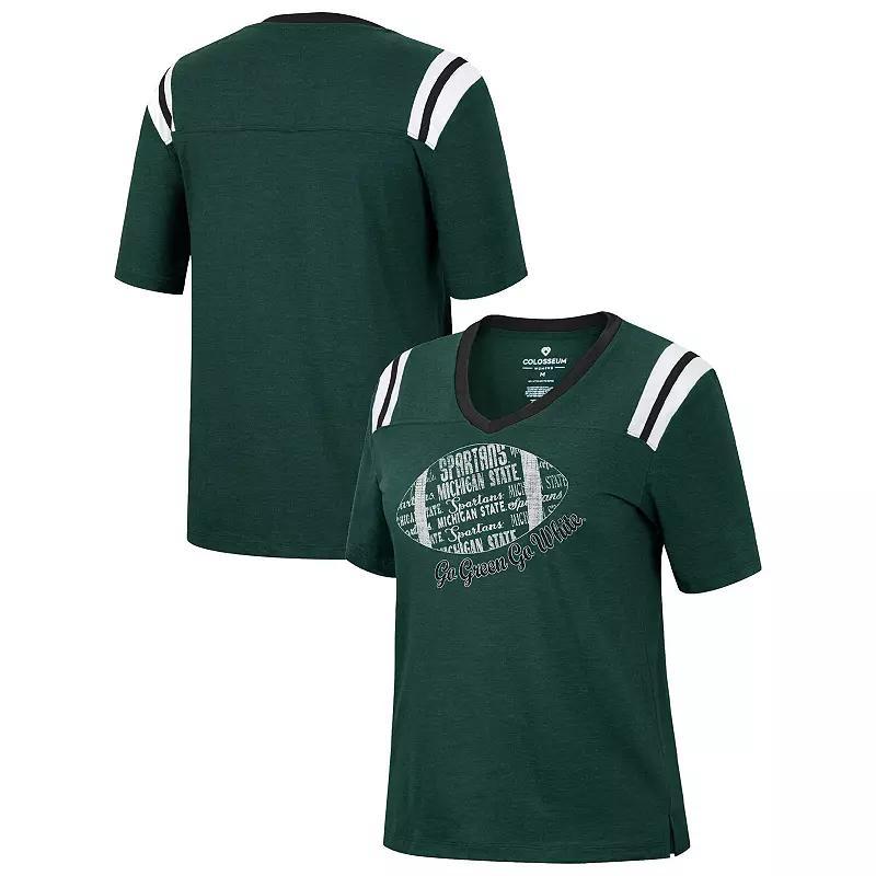 Womens Colosseum Heathered Michigan State Spartans 15 Min Early Football V-Neck T-Shirt Product Image