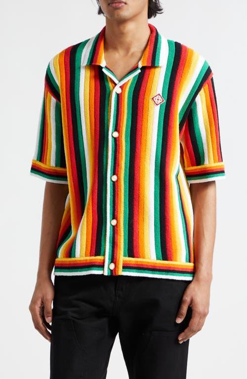 Mens Striped Towelling Camp Shirt Product Image