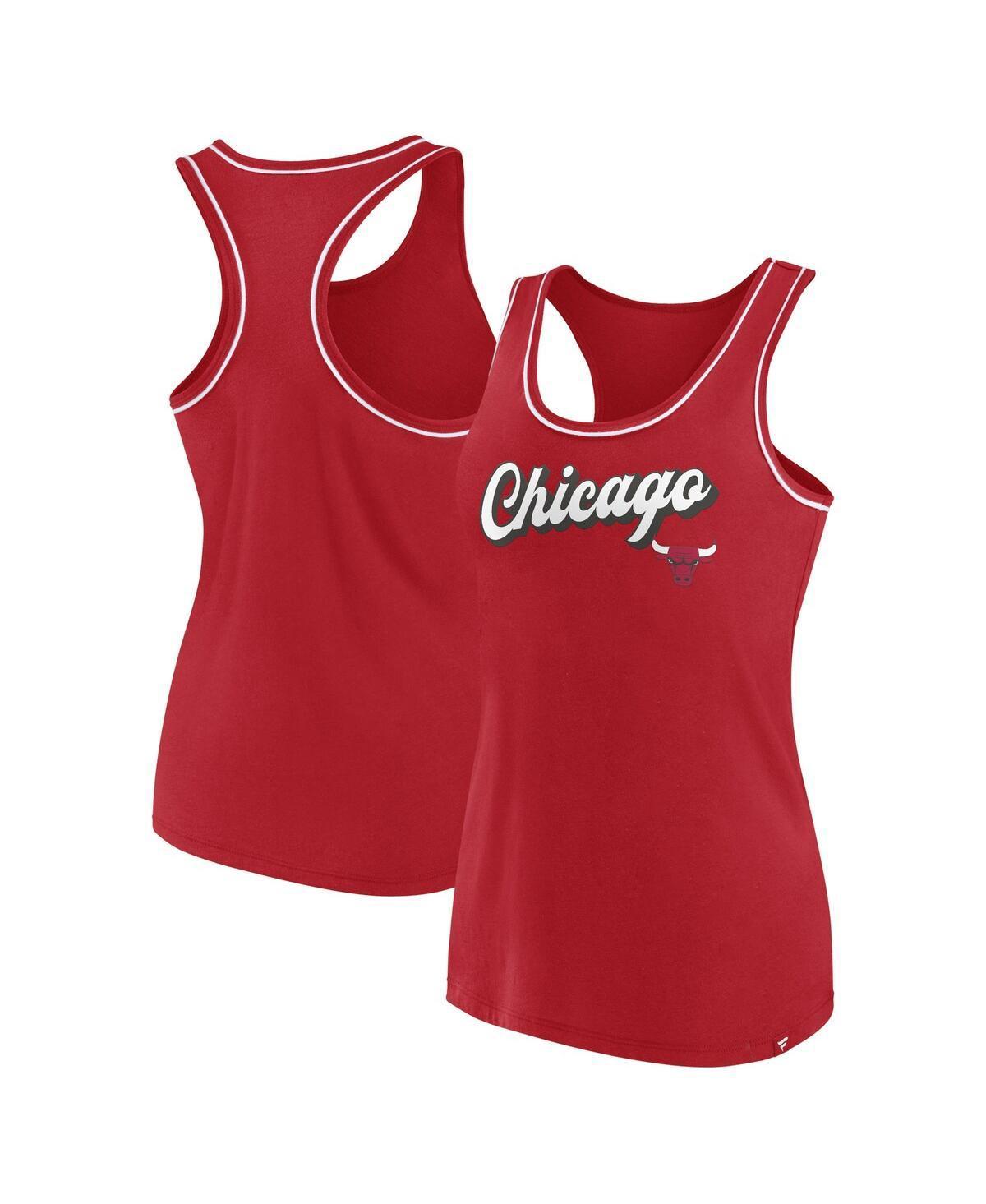 Womens Fanatics Red Chicago Bulls Wordmark Logo Racerback Tank Top Product Image