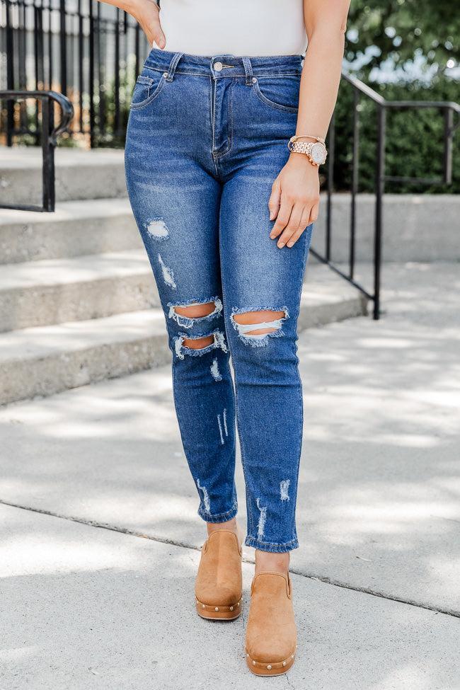 The Mom Jeans Dark Wash Straight Leg Jeans FINAL SALE product image