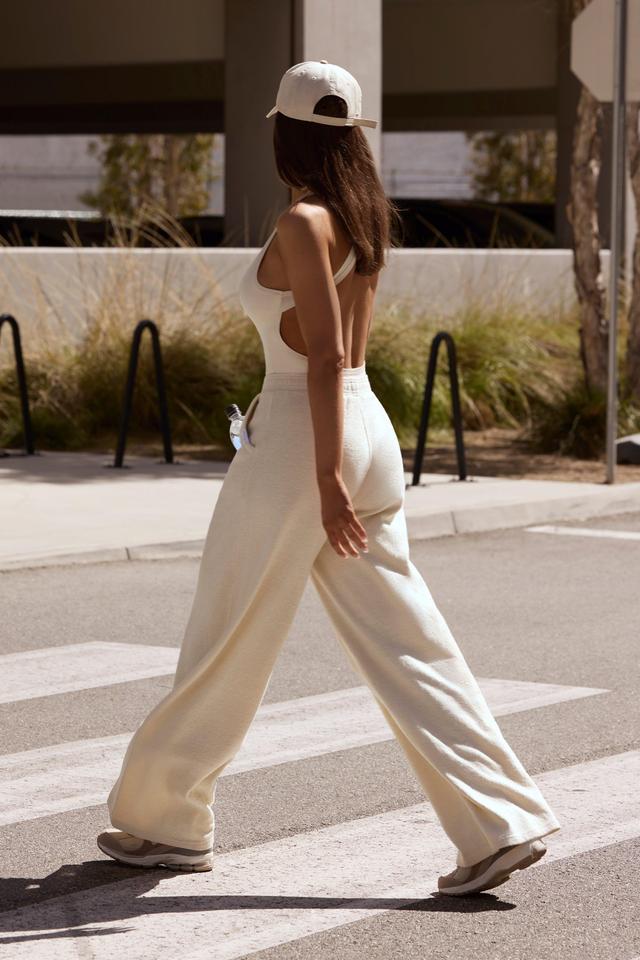 Terry Towelling Wide-Leg Joggers in Cream Product Image