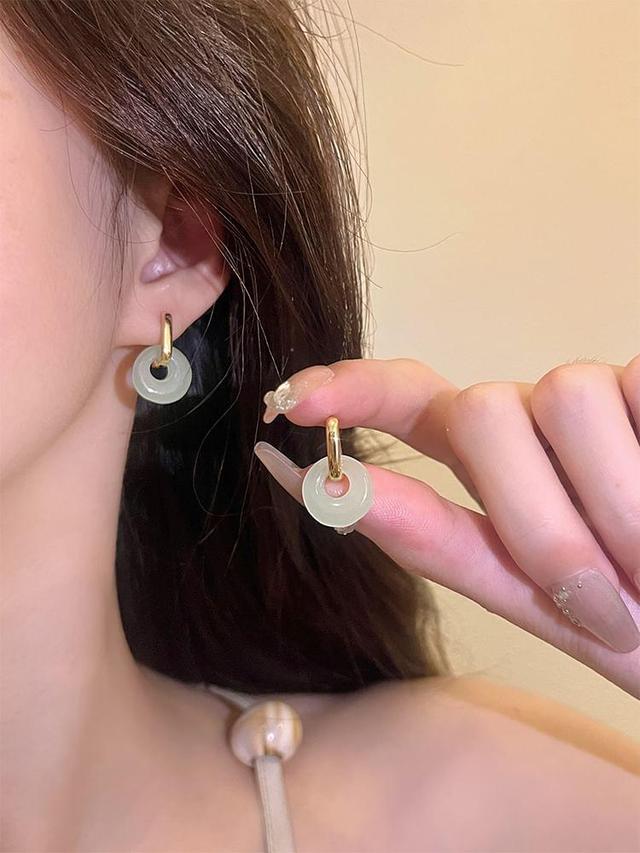 Faux Gemstone Hoop Alloy Drop Earring Product Image