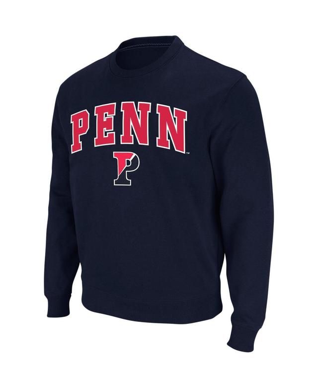 Mens Colosseum Navy Pennsylvania Quakers Arch & Logo Crew Neck Sweatshirt Product Image