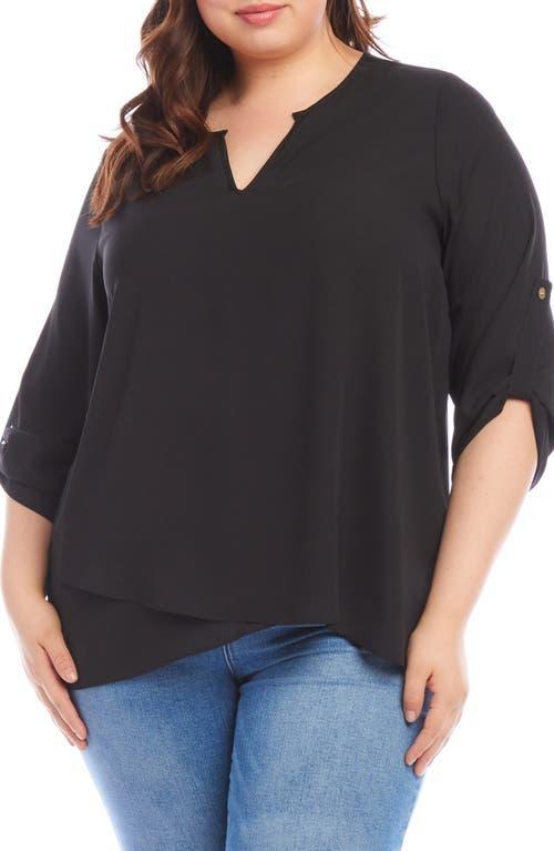 Karen Kane Women's Plus Size Asymmetric Hem Wrap Top, , 100% Polyester Product Image