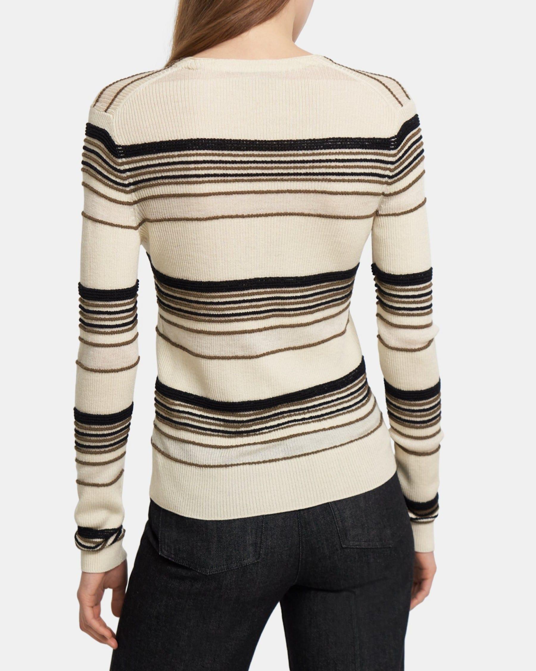 Striped Rib Cardigan in Viscose-Wool Product Image