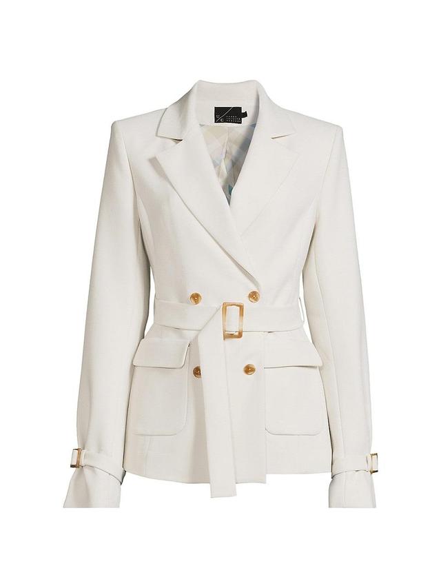 Womens Belted Crepe Double-Breasted Blazer Product Image