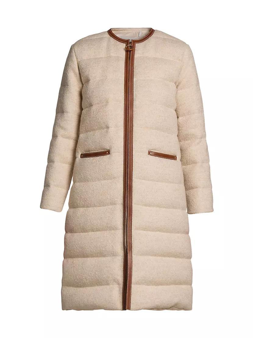 Bellette Soft Boucle Padded Long Coat with Leather Zipline product image