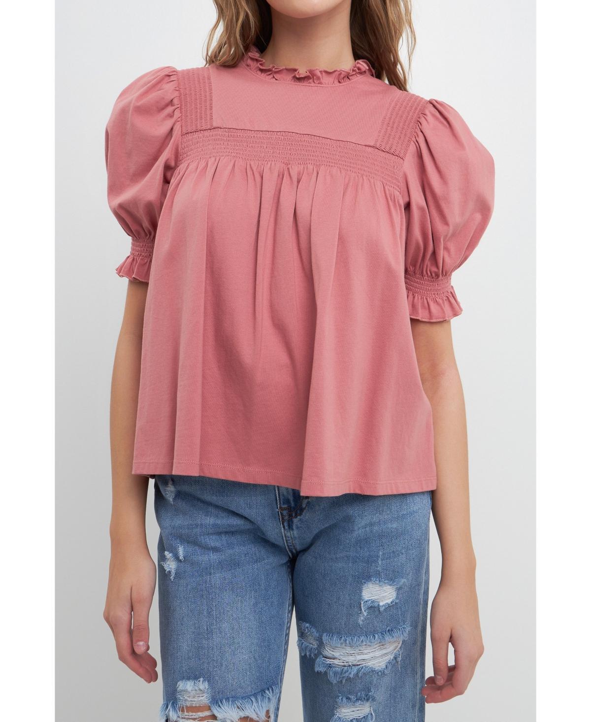 Free the Roses Womens Smocking Yoke T-Shirt Product Image