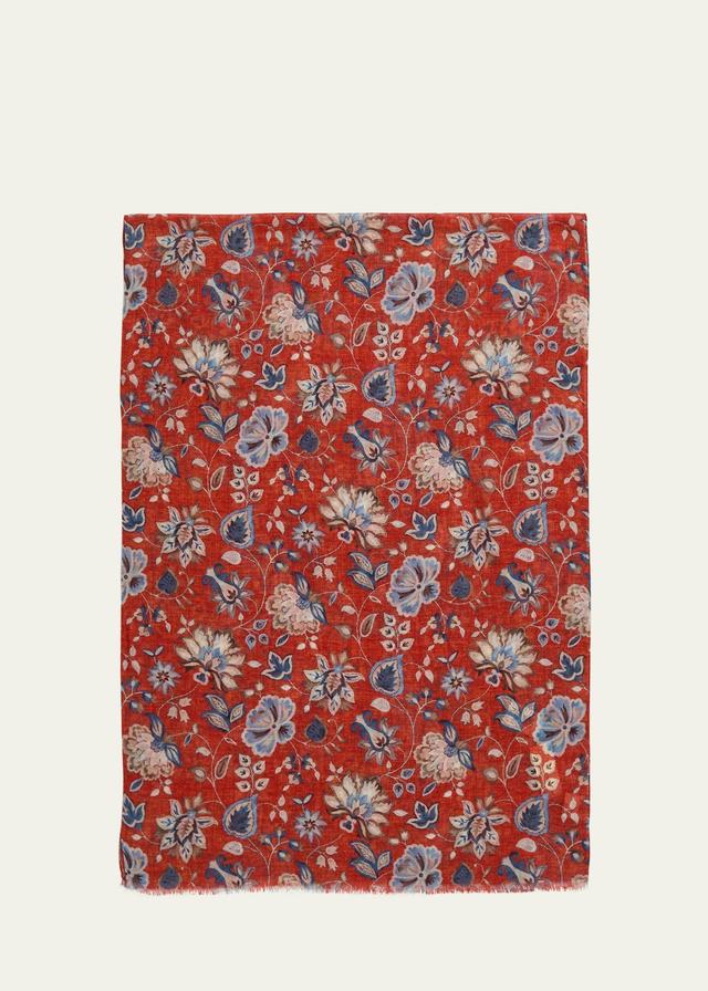 Mens Cashmere Floral-Print Scarf Product Image