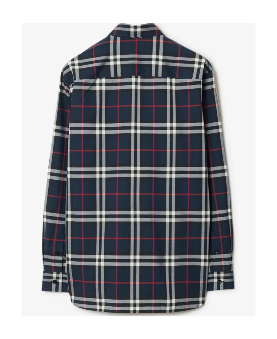 BURBERRY Check-pattern Cotton Shirt In Blue Product Image