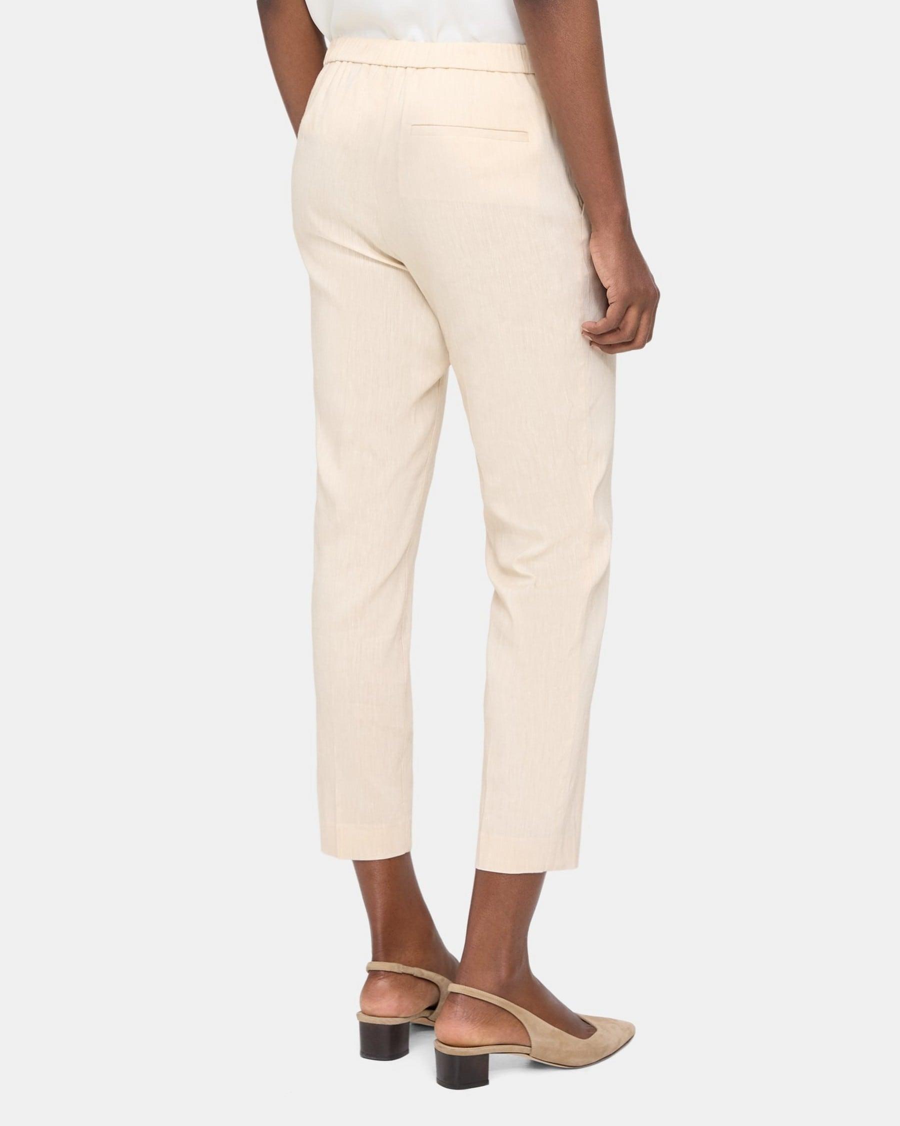 Slim Cropped Pull-On Pant in Linen Blend Mélange Product Image