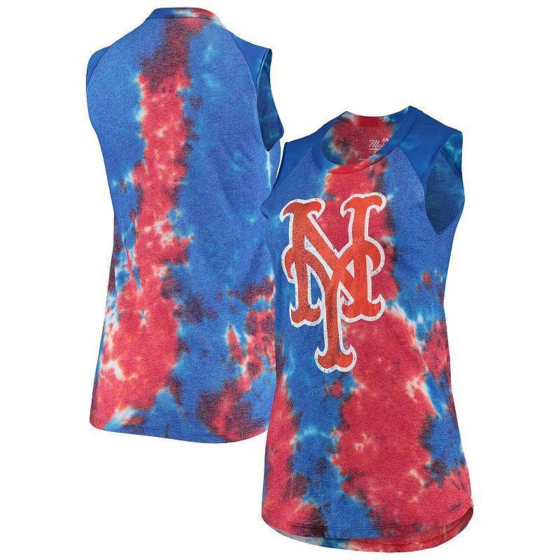 Womens Majestic Threads /Blue New York Mets Tie-Dye Tri-Blend Muscle Tank Top Product Image