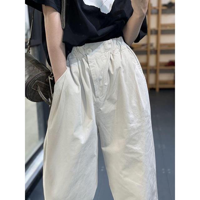 High Rise Plain Cropped Harem Pants Product Image