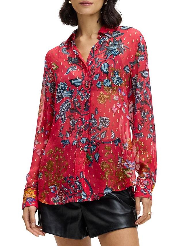 Womens Carrie Floral Silk-Blend Shirt Product Image