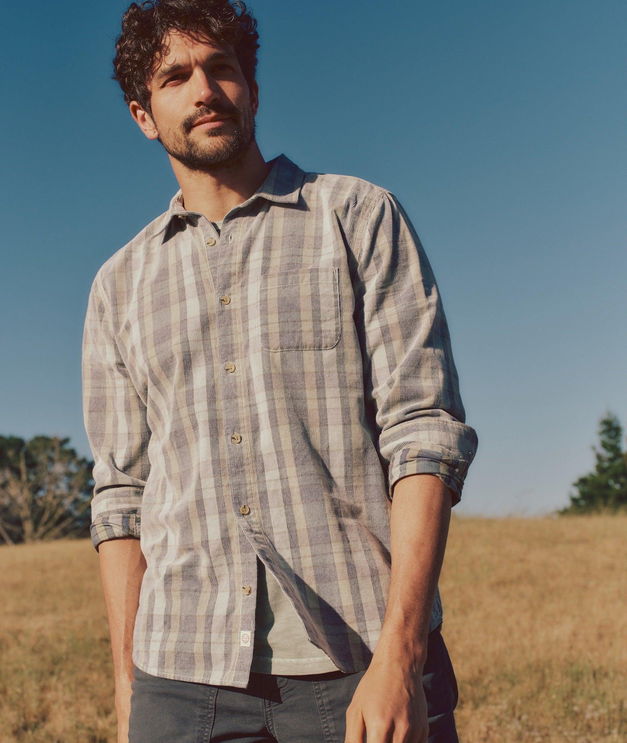 Lightweight Plaid Corduroy Shirt Product Image