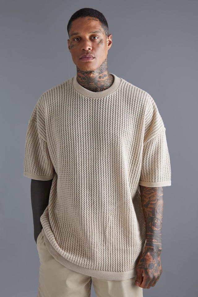 Oversized Drop Shoulder Open Stitch T-shirt | boohooMAN USA Product Image