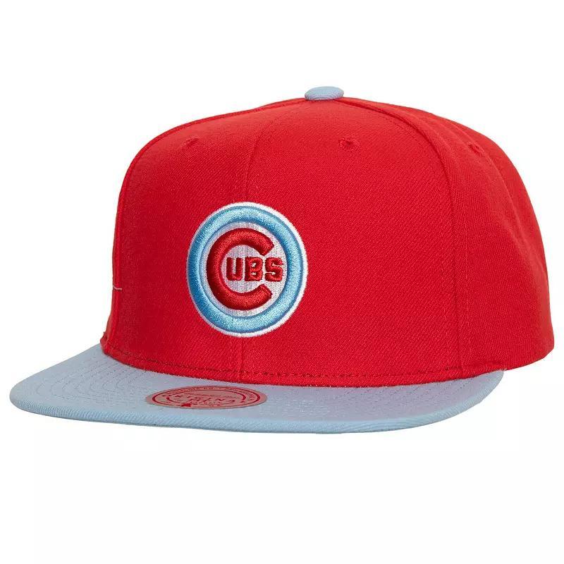 Mens Mitchell & Ness /Light Blue Chicago Cubs Hometown Snapback Hat Product Image