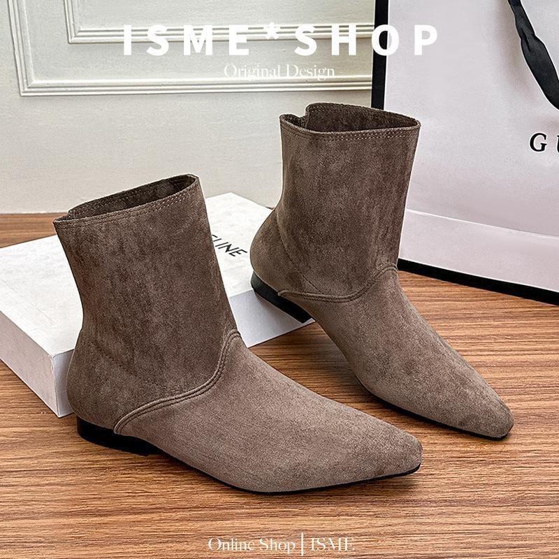 Low Heel Plain Short Boots Product Image