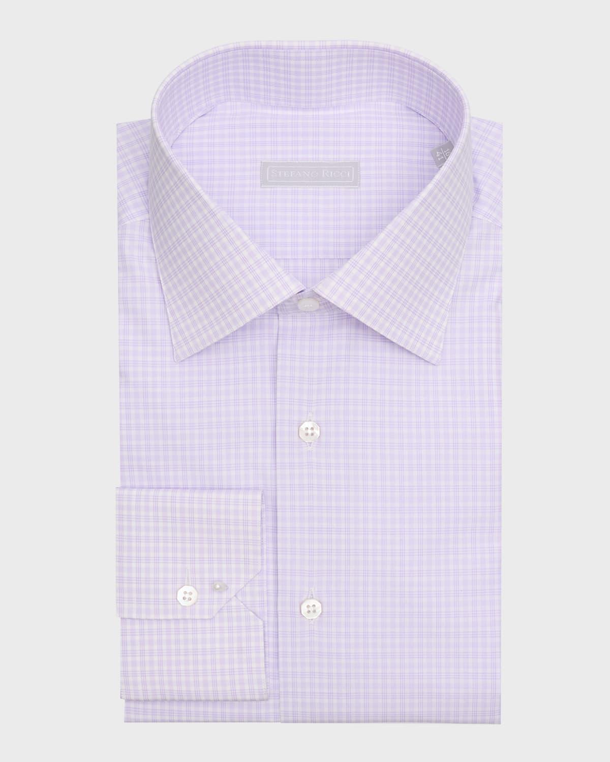 Mens Cotton Check Dress Shirt Product Image