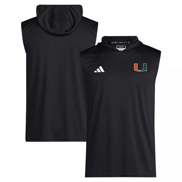 Mens adidas Miami Hurricanes 2024 Sideline Hoodie Sleeveless Shirt Product Image