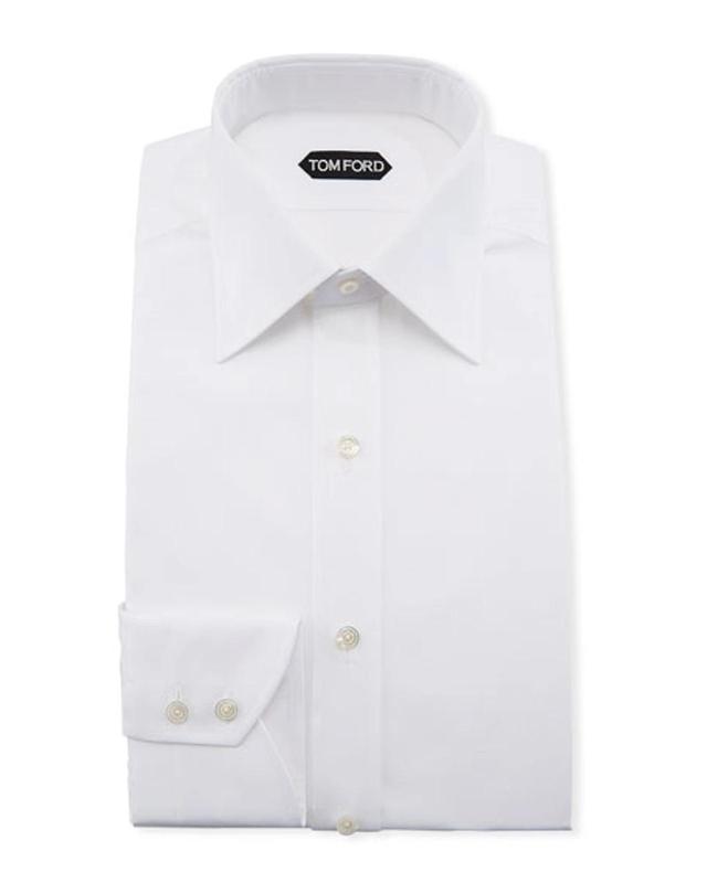 Classic French-cuff Slim-fit Dress Shirt, White Product Image