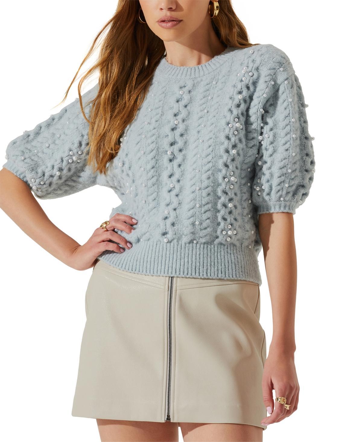 Astr the Label Womens Koami Embelished Cable-Knit Sweater Product Image