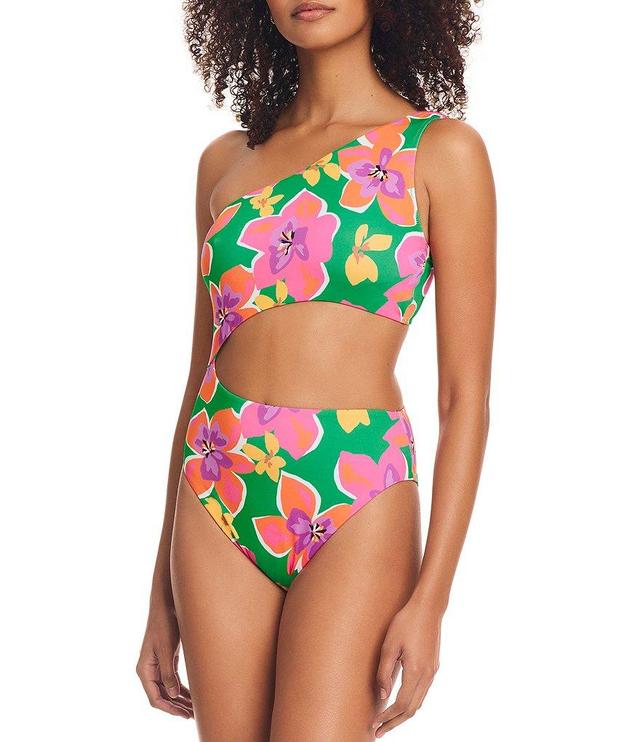 Sanctuary Super Bloom One Shoulder Cut-Out One Piece Swimsuit Product Image