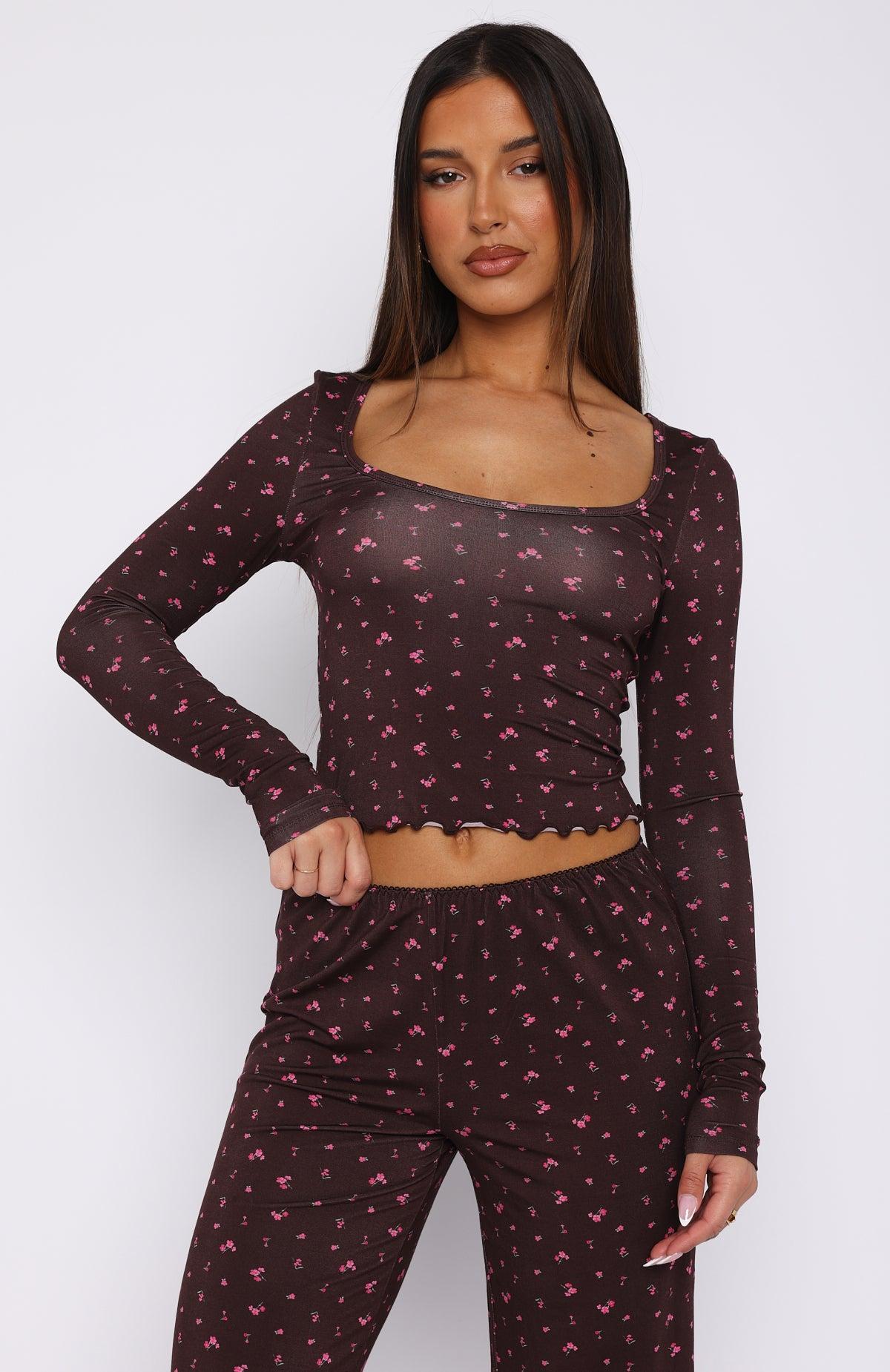 Dreamy Long Sleeve Pyjama Top Chocolate Dreams Product Image