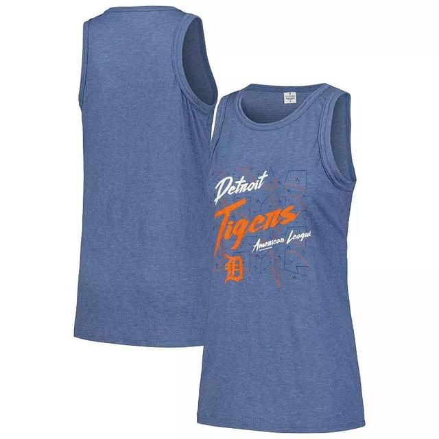 Womens Soft as a Grape Detroit Tigers Gauze High Neck Tank Top Blue Product Image