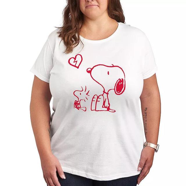 Plus Peanuts Snoopy & Woodstock Broken Heart Graphic Tee, Womens Product Image