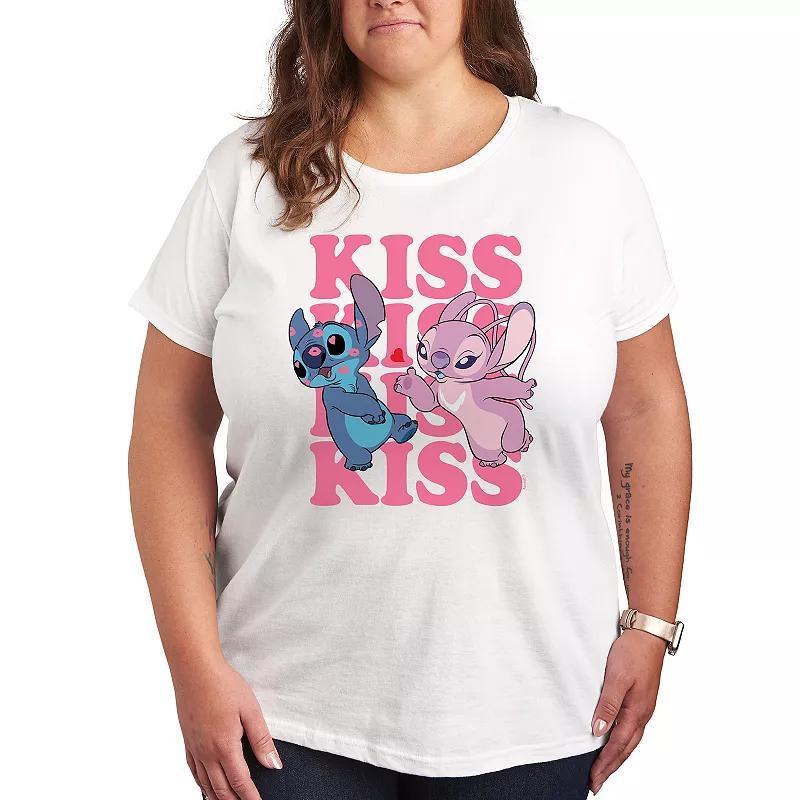 Disneys Lilo & Stitch Plus Kiss Repeated Graphic Tee, Womens Product Image