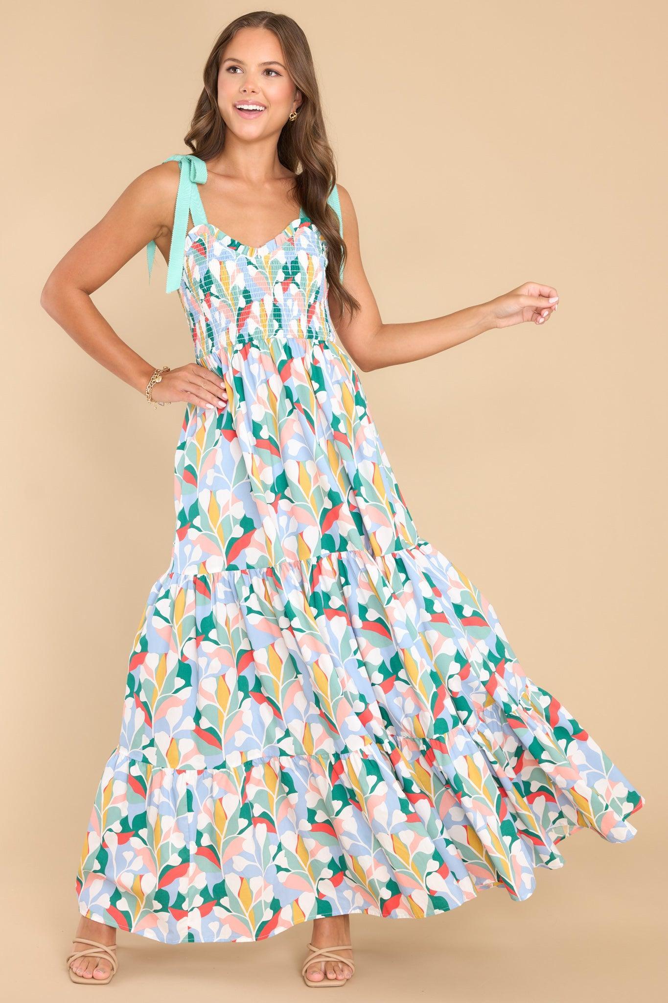 Aura Wishing For You Sky Blue Multi Print Maxi Dress Product Image