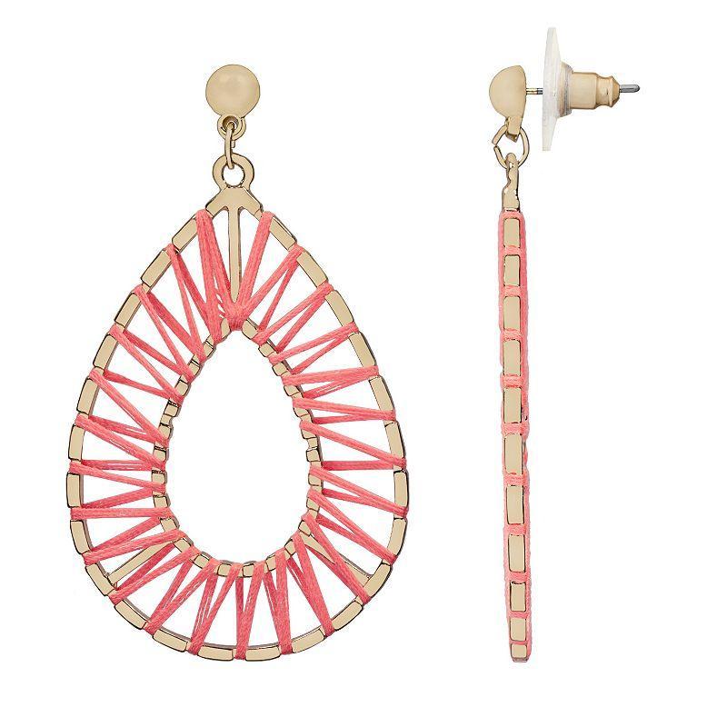 LC Lauren Conrad Gold Tone Teardrop Threaded Drop Earrings, Womens Product Image