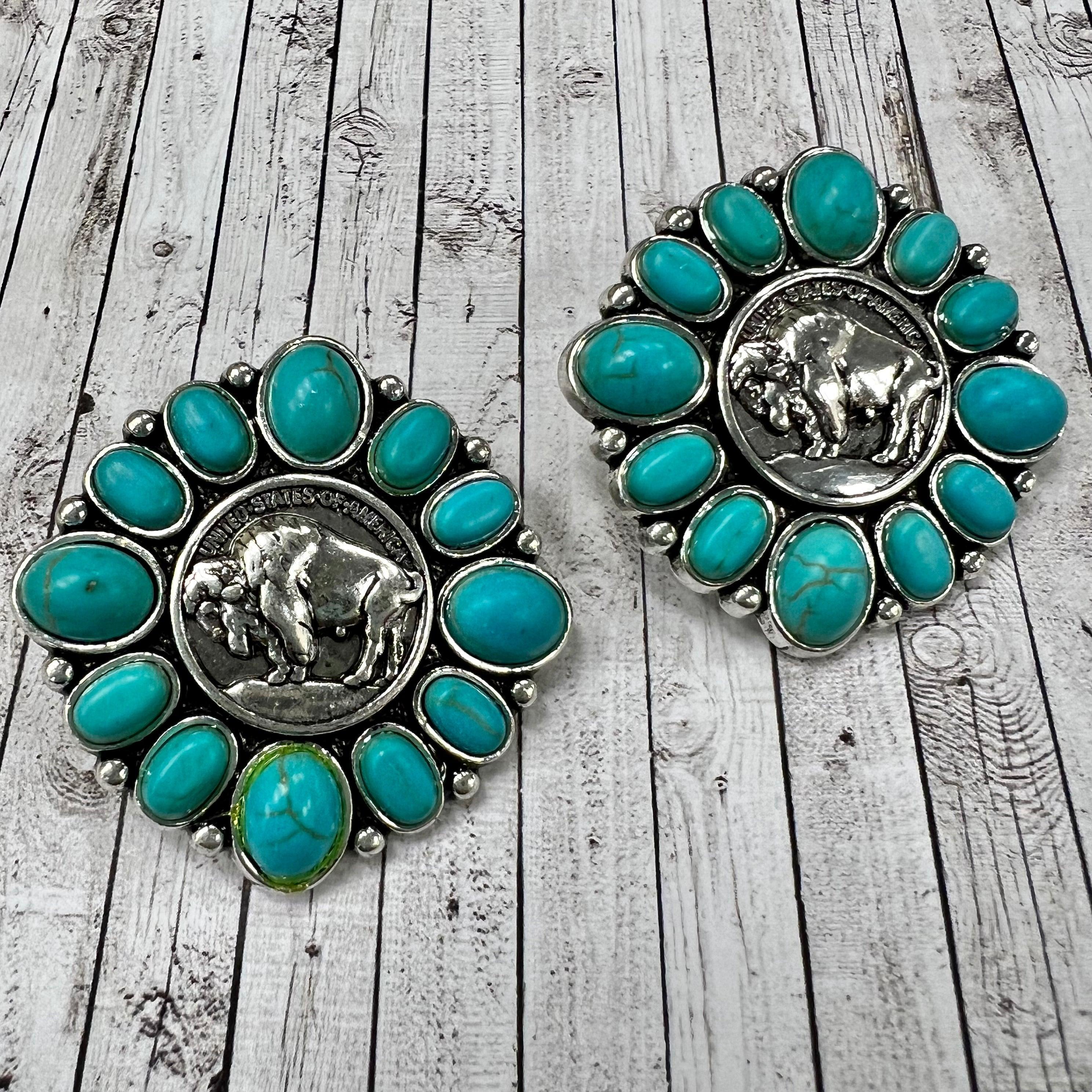 Where The Turquoise Buffalo Roams Earrings Product Image