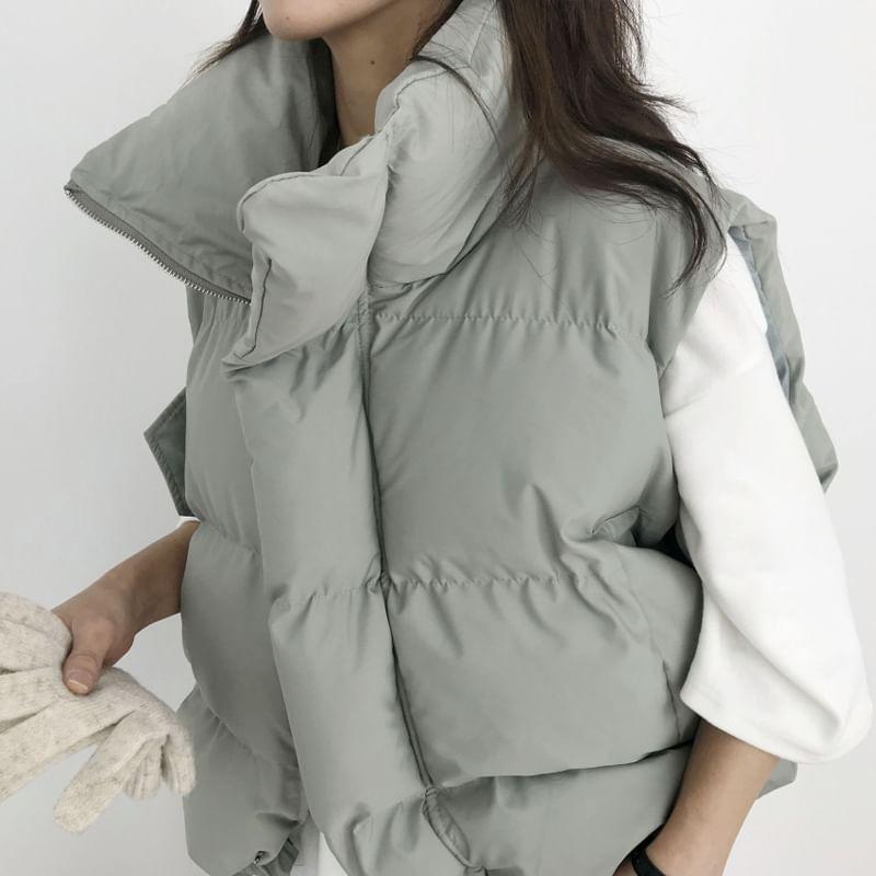 Plain Zip Puffer Vest Product Image