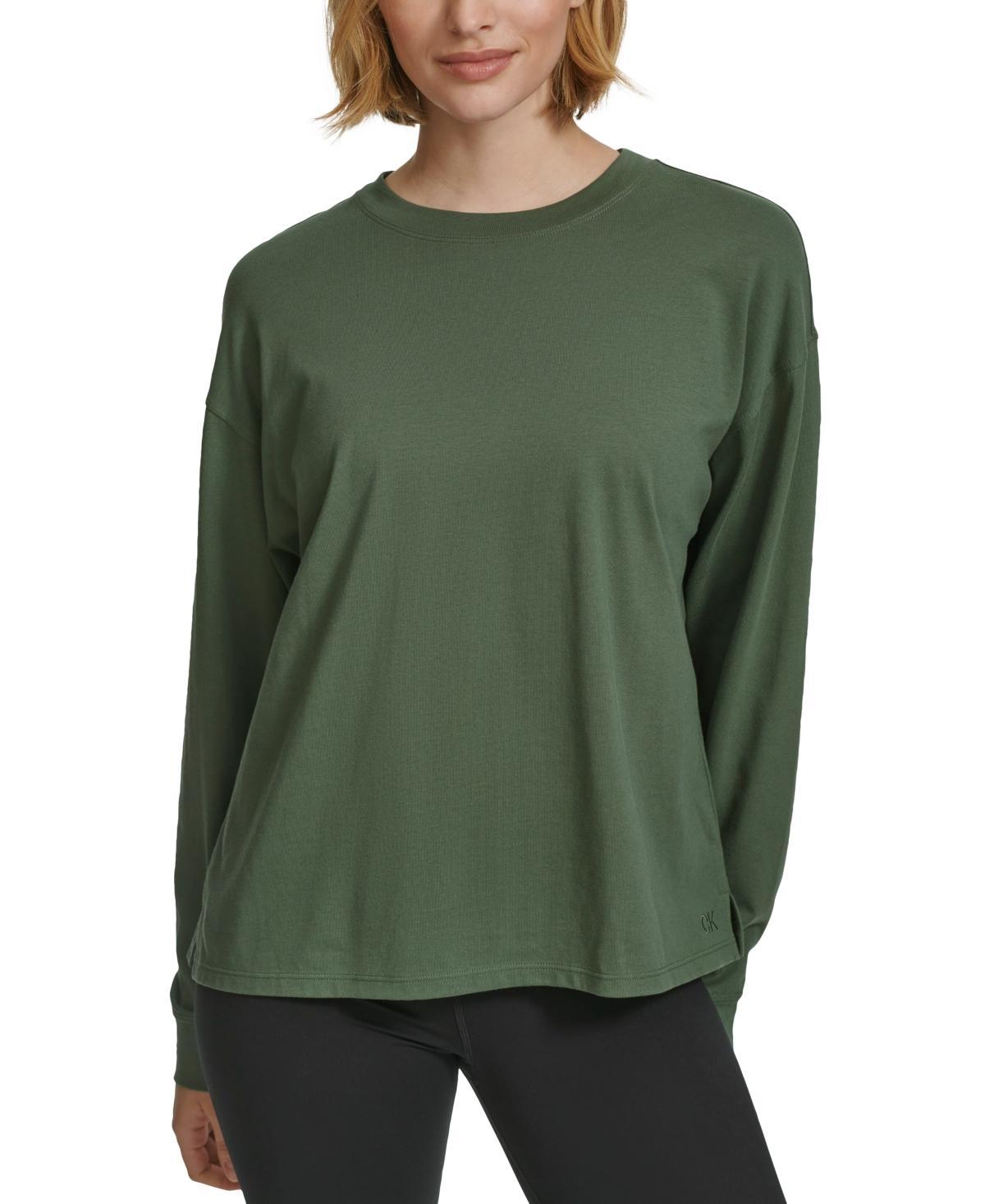 Calvin Klein Performance Womens Long-Sleeve Crewneck T-Shirt Product Image