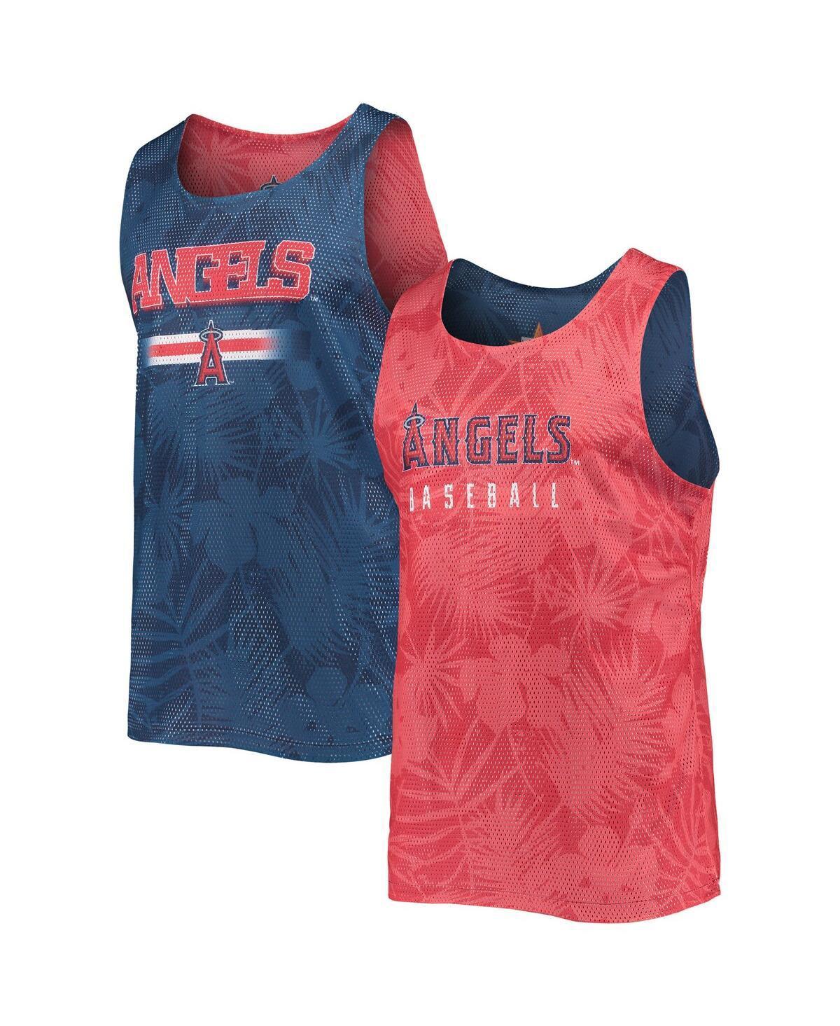 Mens FOCO Red/Navy Los Angeles Angels Floral Reversible Mesh Tank Top Product Image