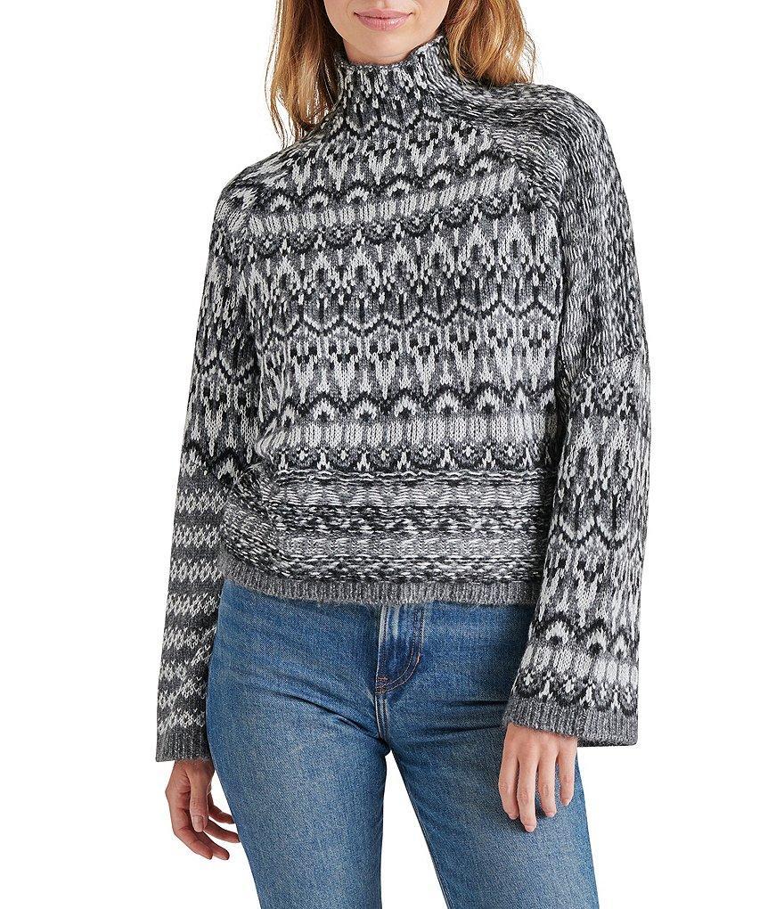 Steve Madden Indie Fair Isle Print Mock Neck Long Sleeve Sweater product image