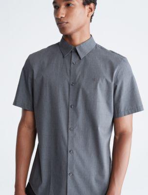 Windowpane Slim Stretch Short Sleeve Button-Down Shirt Product Image