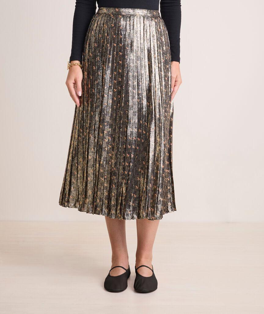 Metallic Pleated Midi Skirt Product Image