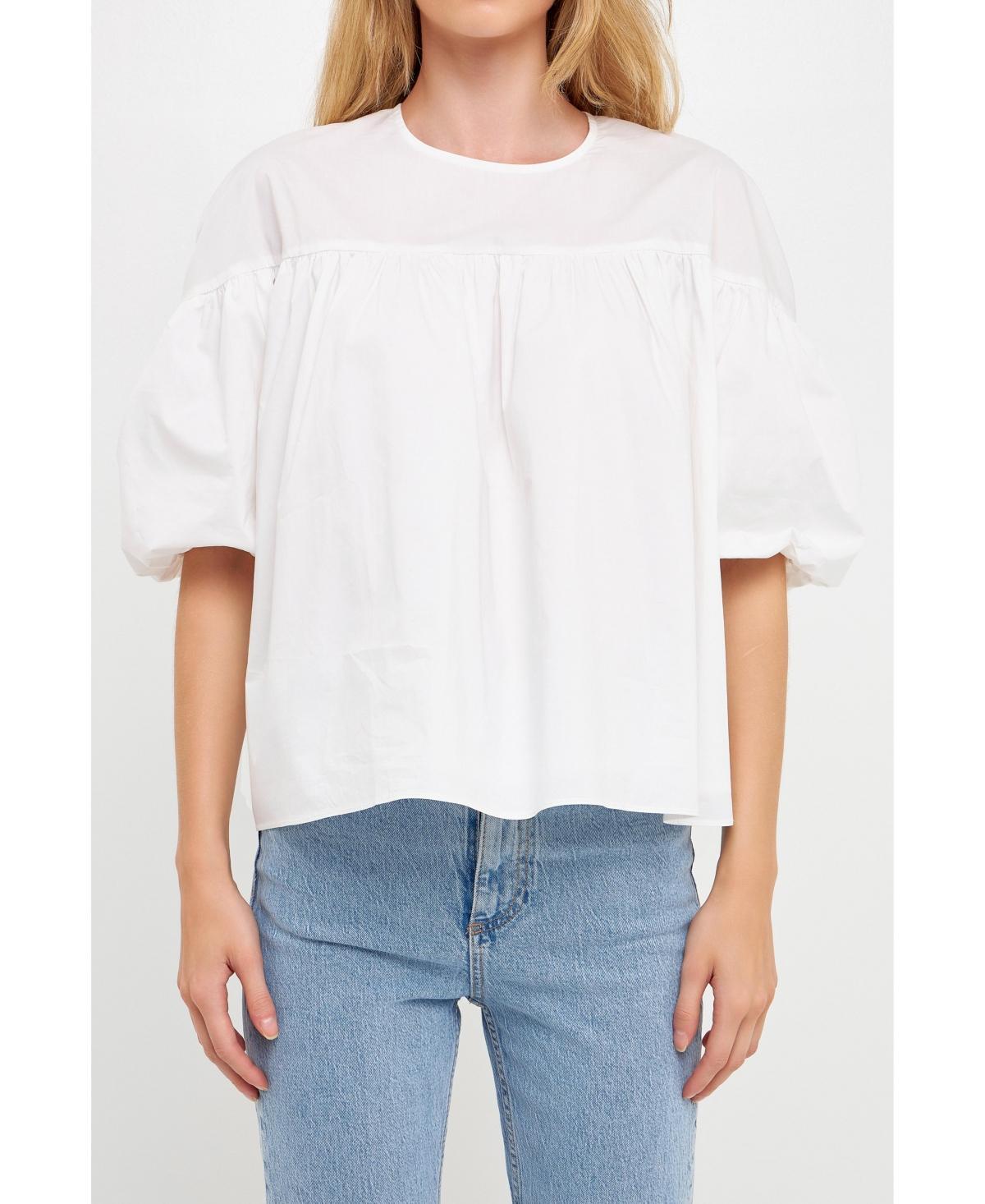 Womens Dropped Shoulder Puff Sleeve Top Product Image