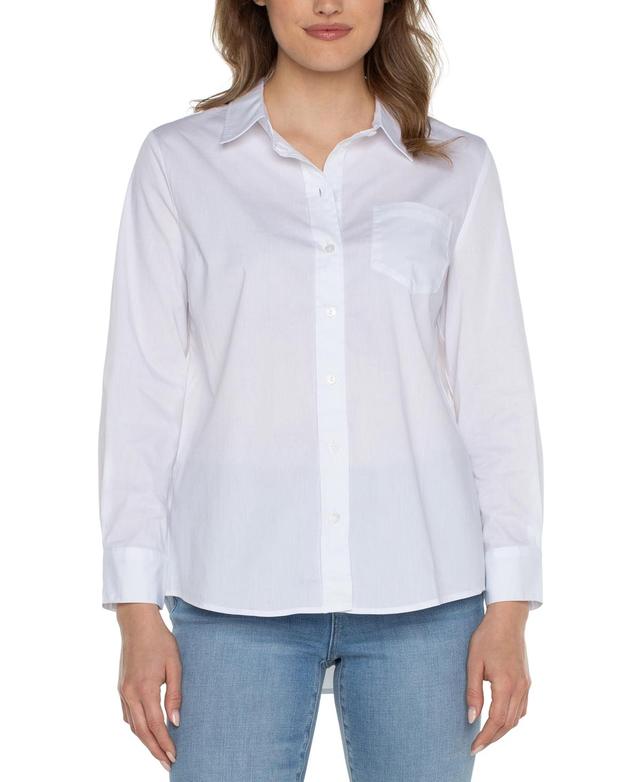 Liverpool Los Angeles Womens Point Collar Button-Front Shirt Product Image