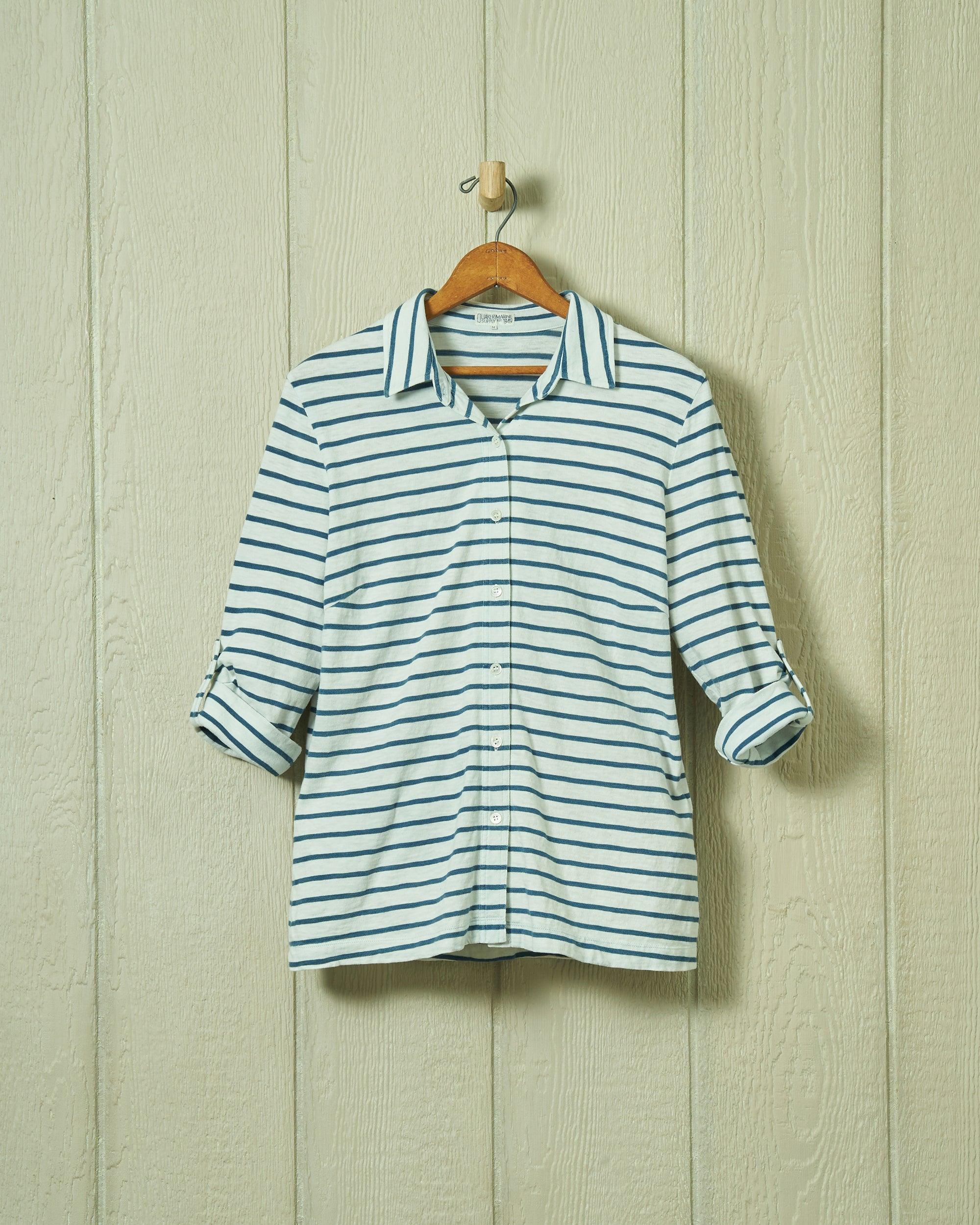 Avalon Indigo Knit Top in White/Navy Stripe Product Image