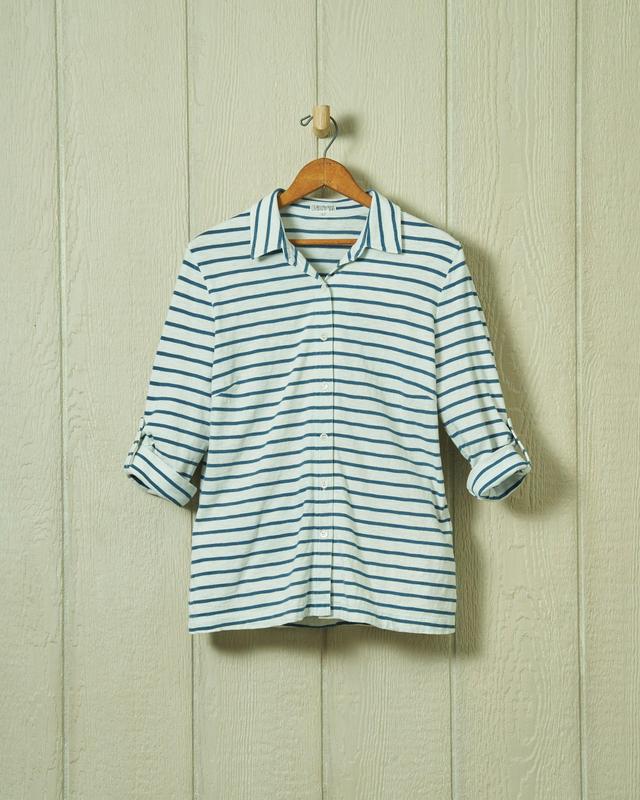 Indigo Avalon Knit Top in White/Navy Stripe Product Image